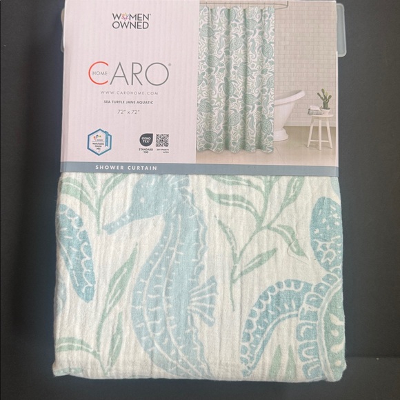 CARO HOME 100% Cotton Sea Turtle Shower Curtain - 72"x72" - Picture 8 of 11